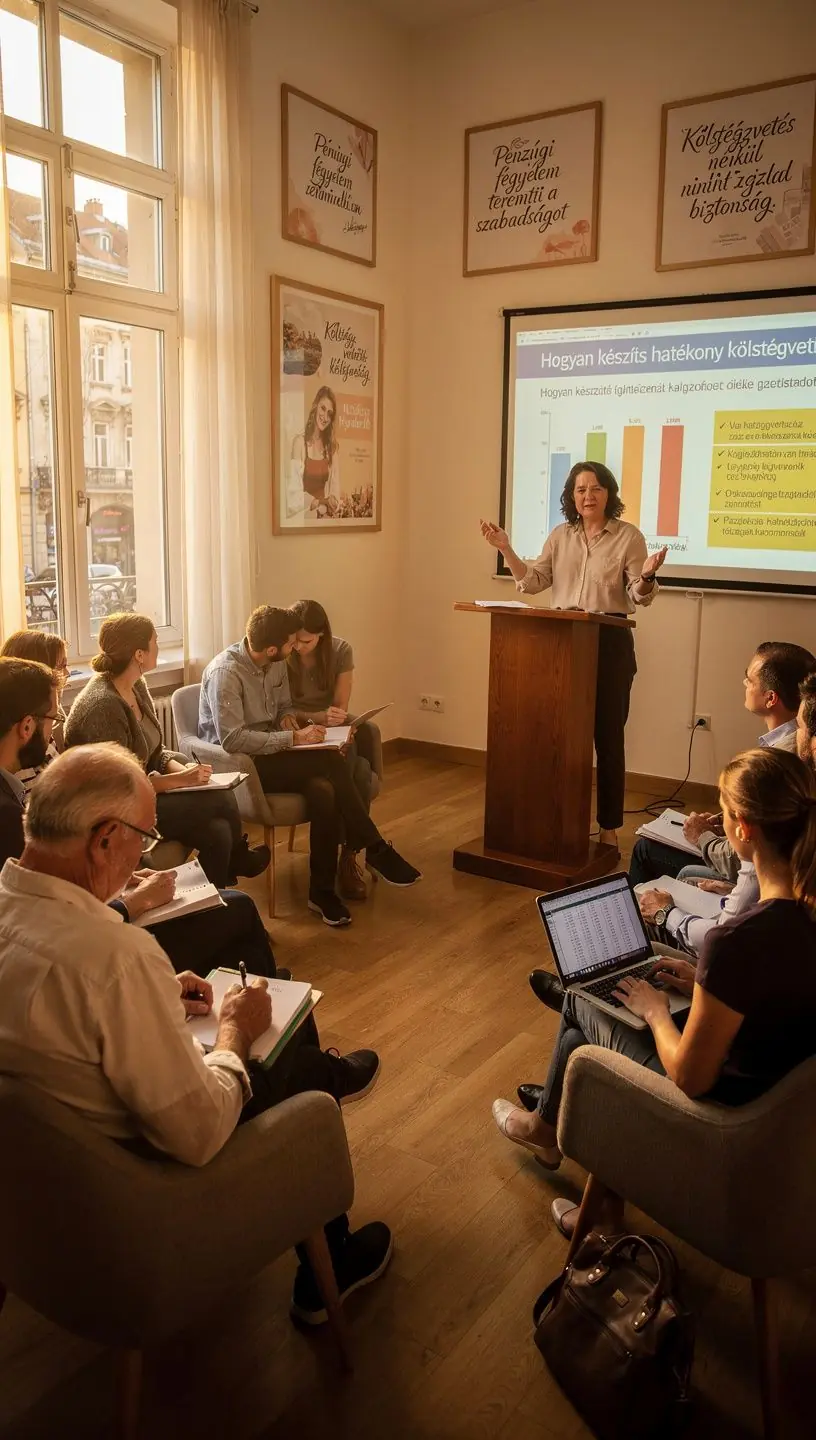 Különböző könyvcsomagok személyes pénzügyi fegyelemről, amelyek asztalon rendezve vannak.